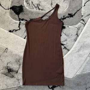 PrettyLittleThing Chocolate Brown One-Shoulder Bodycon Dress
